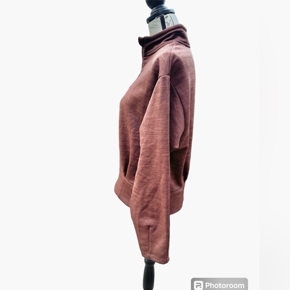 Athleta Sweatshirt Mahogany Heather Altitude Half Zip Polartec Womens Medium - Picture 2 of 14